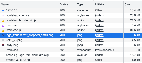 Screenshot of file list before optimization