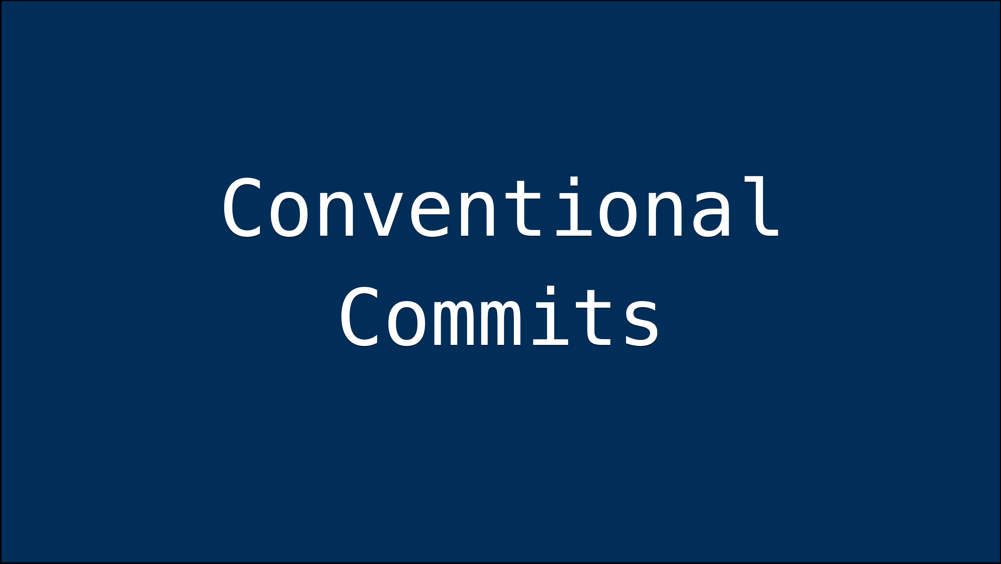 The text 'Conventional Commits' with a blue background.