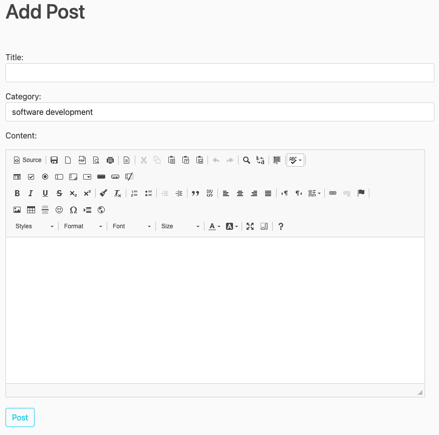Create post view after adding ckeditor
